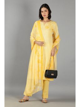 Barara Ethnic - Yellow Digital Printed Cotton Kurta Set with Dupatta