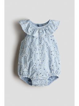 H&M - Girls Blue Broderie Anglaise Romper Suit