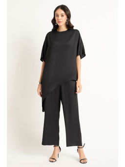 Femmella - Black Satin Asymmetric Co-Ord (Set of 2)