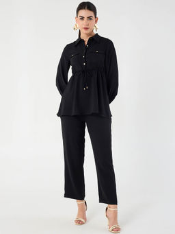 Femmella - Black Button Down Co-Ord (Set of 2)