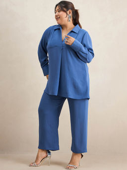 Femmella - Denim Blue Yoke Detail Co-Ord (Set of 2)