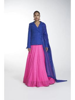ITRH - Blue Pink Saphire Fusion Lehenga (Set of 3)