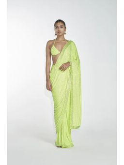 ITRH - Neon Paradise Saree with Stitched Blouse (Set of 2)