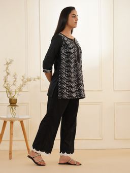 Zuri - Black Short Embroidered Kurti