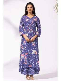 Thee Modern Roots - Floral Ink Blue Kurta