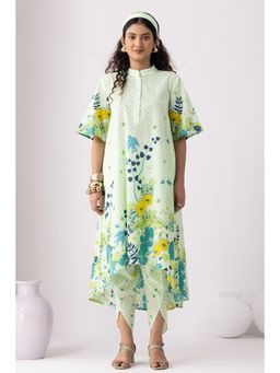 Thee Modern Roots - Checkered Neon Green Kurta