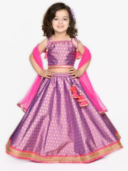 SAKA DESIGNS - Purple Magenta Lehenga Choli with Dupatta (Set of 3)