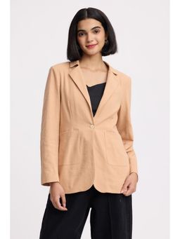 Virgio - Solid Cotton Front Patch Pockets Blazer