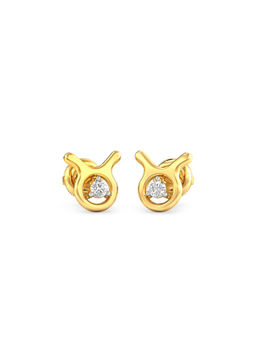 Candere by Kalyan Jewellers - 18K Yellow Gold and Diamond Taurus Stud Earring for Women