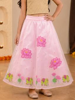 KiddoPanti - Girls Polyester Woven Layered Organza Flared Skirt