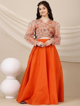 INDDUS - Girls Floral Printed Ready To Wear Lehenga Choli