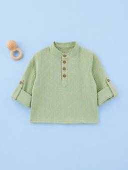 Kidbea - Boys Cotton Mandarin Collar Shirt Long Sleeves Short Kurta