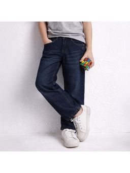 Purple United Kids - Boys Denim Dark Blue Relaxed Straight Fit Jeans