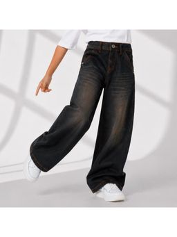Purple United Kids - Boys Jeans In Black with Wide Leg Fit and Soft Comfort Fabric