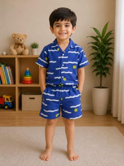 Pankhuri by Priyanka - Blue Wave Printed Shirt and Short Set