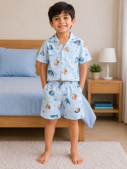 Pankhuri by Priyanka - Sky Adventure Printed Shirt and Short Set