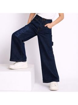 Purple United Kids - Girls Denim Blue Wide Leg Cargo Jeans
