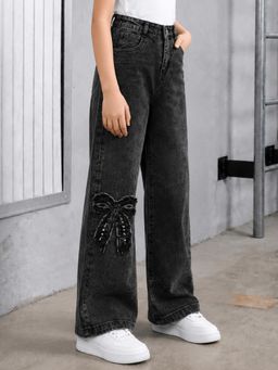 Purple United Kids - Girls Jeans In Black Denim with Comfortable Fit