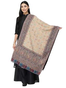 Anekaant - Paisan Beige & Navy Double Beam Kaani Paisely Polyester Modal Stole