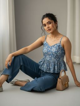 Varanga - Floral Print Peplum Top