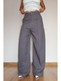 Off Duty India - Denim-Inspired Pin-Tuck Barrel Trousers - Grey