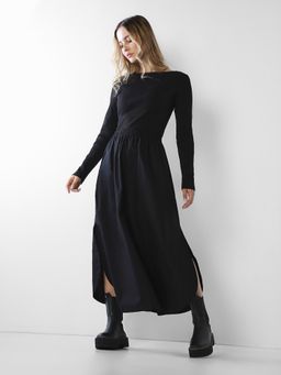 ONLY - Women Solid Fit And Flare Black Dress