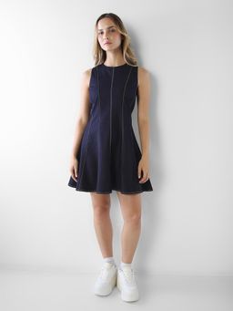 ONLY - Women Solid Fit And Flare Navy Blue Dress