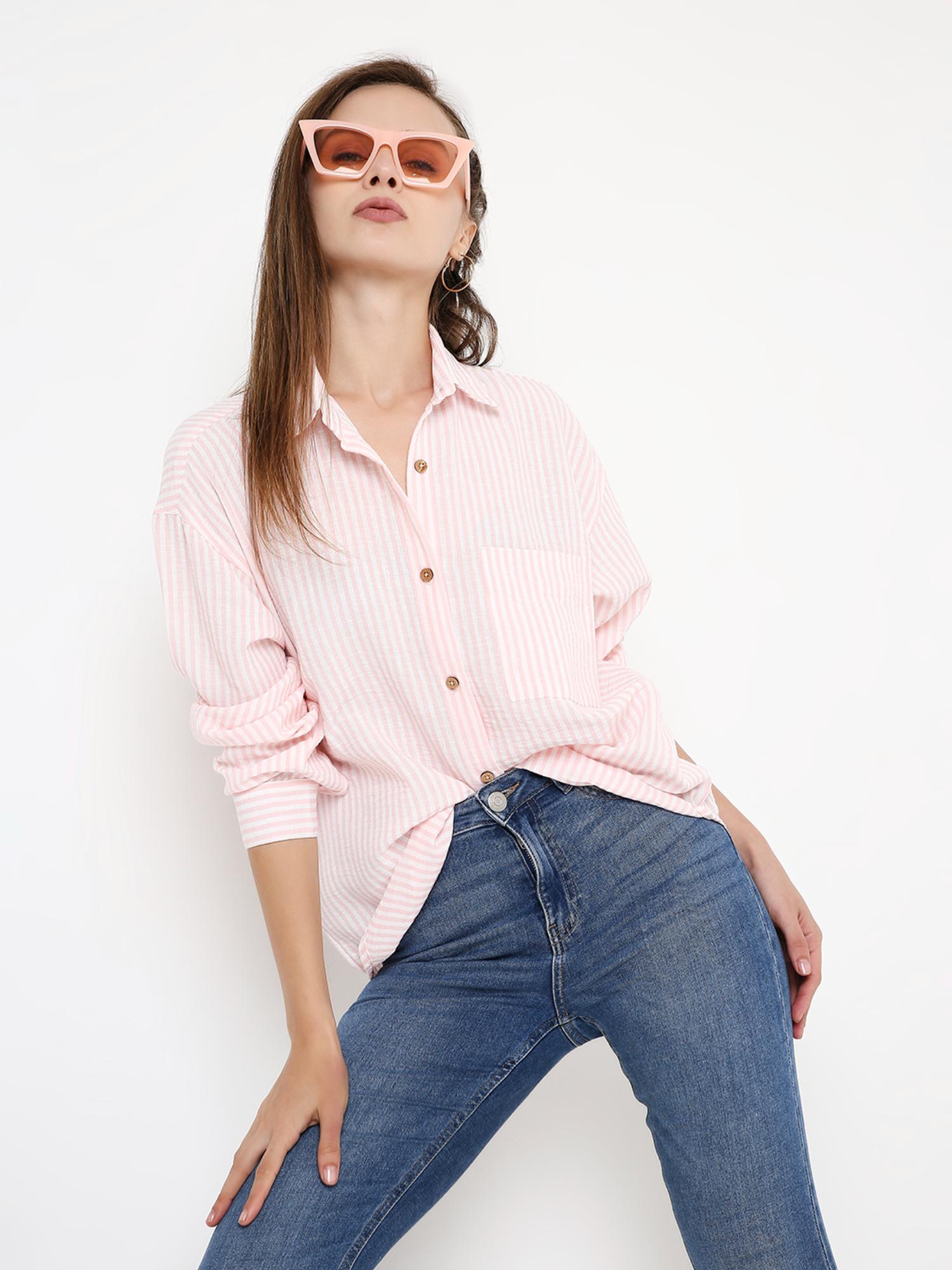 blnk Women Pink Striped Casual Shirt-picture-17