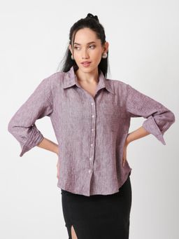 BLNK - Women Pink Linen Blend Button-Down Shirt