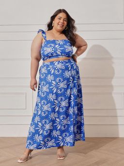 CURVY STREET - Women Blue Printed Co-Ord Set