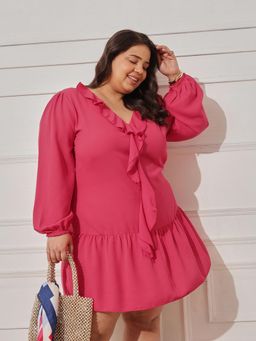 CURVY STREET - Women Pink Ruffle Dress