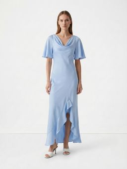 Cover Story - Women Blue Blossom Blue Satin Dress