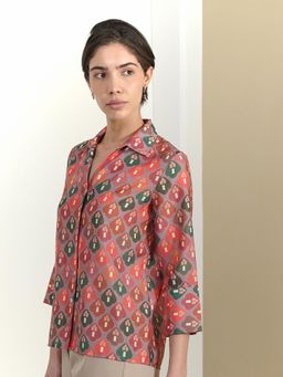 FABLE STREET - Geometric Print Shirt - Multi-Color
