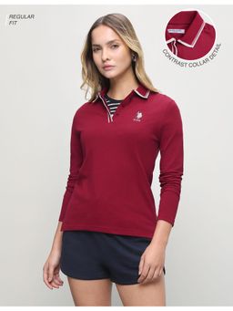 U.S. POLO ASSN. - Women Red Casual Regular Fit Polo T-Shirt