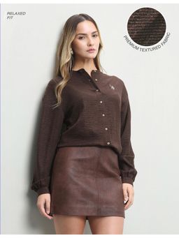 U.S. POLO ASSN. - Women Brown Casual Relaxed Fit Shirt
