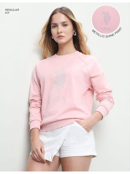 U.S. POLO ASSN. - Women Pink Casual Regular Fit Sweatshirt