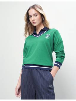 U.S. POLO ASSN. - Women Green Casual Regular Fit Sweatshirt