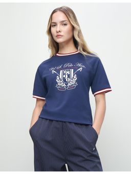 U.S. POLO ASSN. - Women Blue Casual Boxy Fit T-Shirt