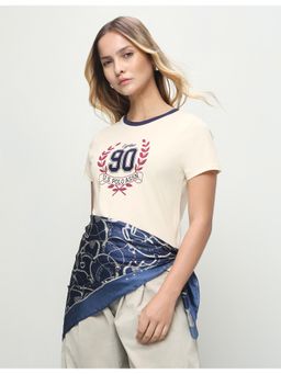 U.S. POLO ASSN. - Women Beige Casual Regular Fit T-Shirt