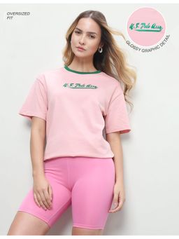 U.S. POLO ASSN. - Women Pink Casual Oversized Fit T-Shirt