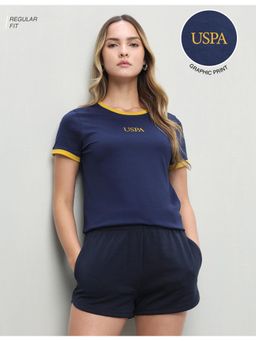U.S. POLO ASSN. - Women Blue Casual Regular Fit T-Shirt
