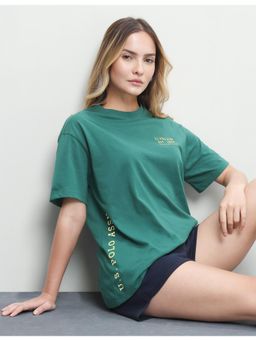 U.S. POLO ASSN. - Women Green Casual Boyfriend Fit T-Shirt