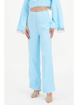 Virgio - Self Design Viscose Hollywood Wide Leg Trouser For Women