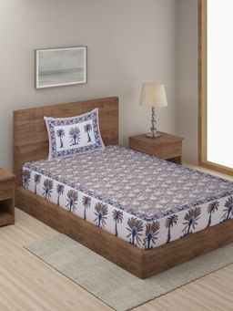 Rajasthan Decor - Mulit-Color Ethnic Motif Print 144 TC Cotton Bed Sheet with 1 Pillow Cover (Single)