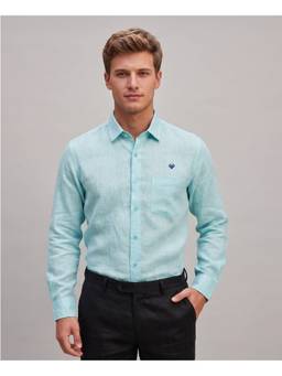 LINENWEAR - Aqua Men's Sea Green Solid Linen Relaxed Shirt