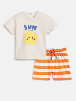 Chicco - Boys T-Shirt & Short Pants Cream (Set of 2)