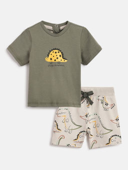Chicco - Boys T-Shirt & Short Pants Olive (Set of 2)