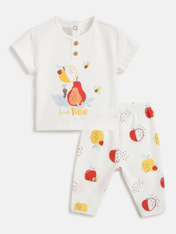 Chicco - Kids Unisex T-Shirt & Long Pants Off White (Set of 2)