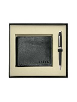 Cross - Coventry Black Lacquer Ball Point Pen + Card Wallet Gift Set
