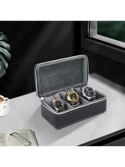 NFI Essentials - Watch Box for Men and Women Watch Organizer Case In 3 Slots Holder